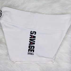 Savage Barbell White booty shorts